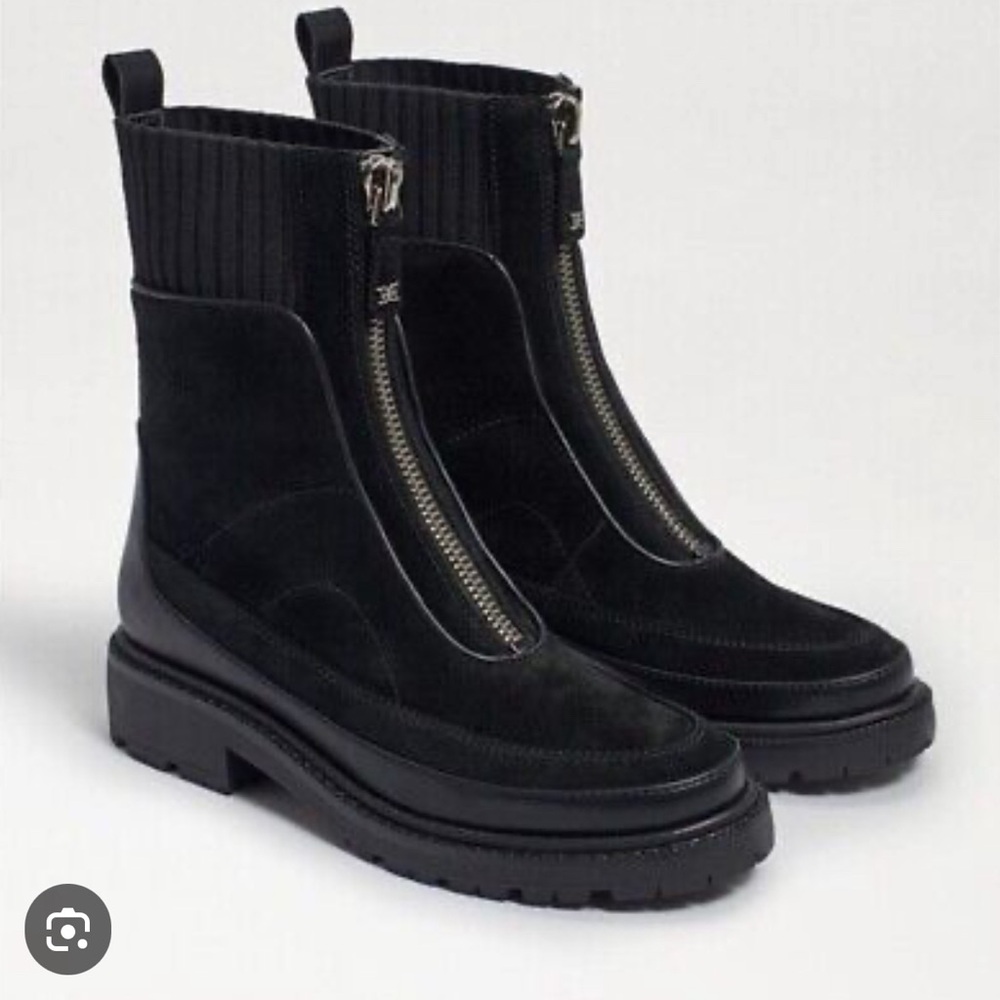 NEW with BOX Sam Edelman Black Suede Leone Boots with Zipper Closure 9.5M